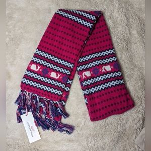 NWT Vineyard Vines Girls Fairisle Knit Scarf in Goji Berry Pink